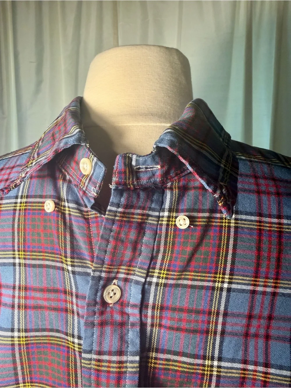 Ralph Lauren Plaid Button-Down Shirt in Burgundy and Blue - Picture 8 of 8